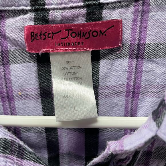 Betsey Johnson Intimates Purple Plaid Button Down Sleep Shirt Size Large - Picture 3 of 4